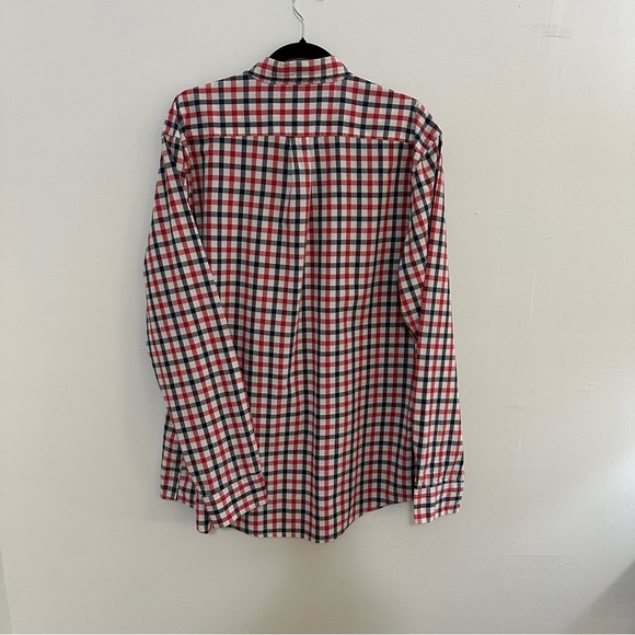 GAP Men's Button Down Poplin Red Plaid XL Slim Fit Long Sleeve Shirt - Picture 6 of 9